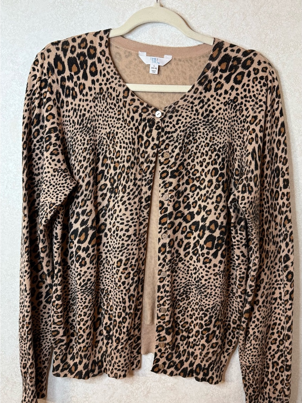 Time and Tru Leopard Print Cardigan